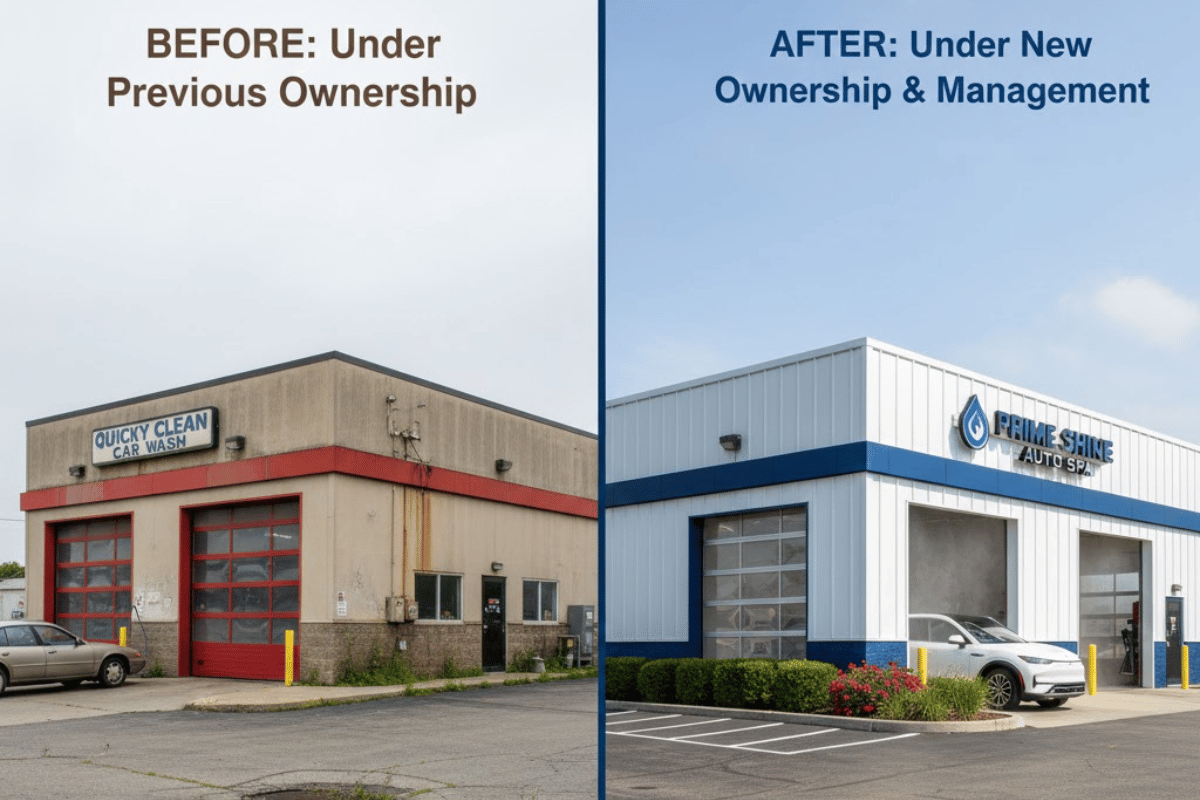 Before/after photos of a successful car wash turnaround